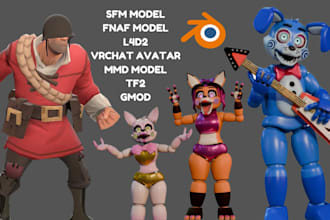 create port custom sfm model, vrchat furry avatar tf2, l4d2, fnaf mmd gmod model