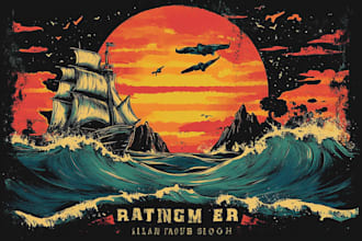make vintage outdoor t shirt design and illustration