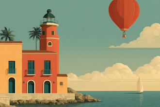 design top level minimalist travel poster illustration