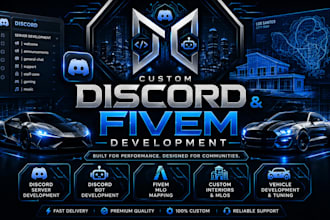 discord development, custom fivem mlos and vehicles creation
