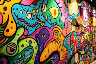create custom doodle wall art, decals, murals, and wallpaper