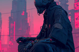 create science fiction, dystopian, cyberpunk illustration