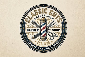 design minimal barber shop beauty salon logo