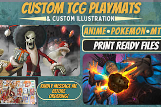 design ready to print tcg playmat, mtg, anime, yugioh and pokemon game art