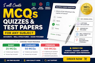 create professional mcqs, quizzes, and test papers for any subject