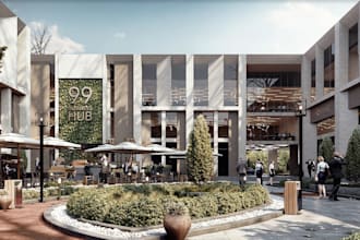 design measured office interior,modern office renovation,exterior signage render