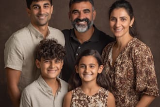 draw a realistic family or group portrait from a photo