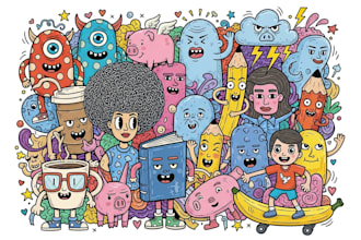 create doodle art illustrations for anything