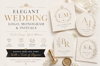 design an elegant wedding logo, monogram and initials