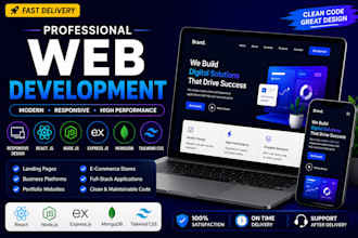 build a responsive react js website or mern web application