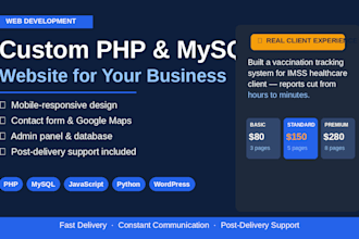 create a custom PHP mysql website for your business