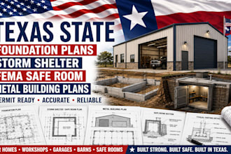 provide texas foundation, storm shelter and metal building plans