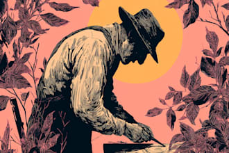 create awesome linocut illustration artwork