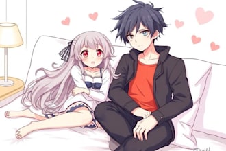 draw custom dakimakura body pillow anime art, oc, waifu, husbando, sfw,nsfw