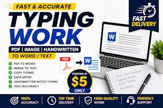 fast typing work , PDF to work image to text