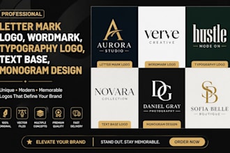 create letter mark logo, wordmark, typography, text base, monogram design