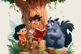 draw children story book illustration and children book