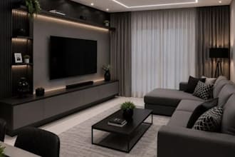 design living room interior, modern 3d rendering and realistic visualization