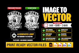manually convert logo, jpg, png or image to vector ai eps svg in rush service