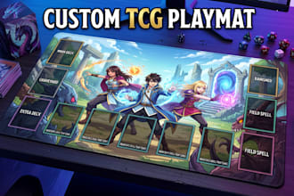 design custom playmat with zones anime tcg playmat card box mockup mouse pad