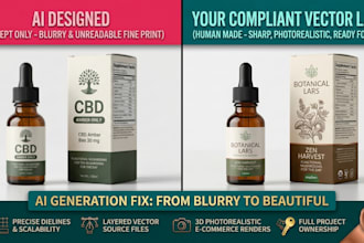 edit, vectorize, redesign, change, modify ai label packaging