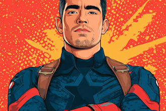 illustrate a superhero pop art portraits