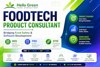 be foodtech consultant for ai, saas, food safety, quality, compliance software
