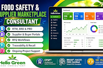 write rtm, brd and prd documents for foodtech and food compliance software