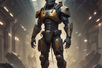 a sci fi character illustration or sci fi character