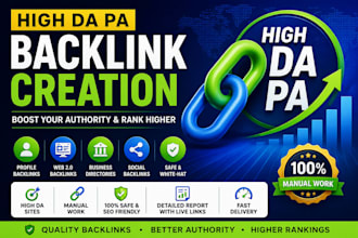 create 50 high da pa backlinks instant approval