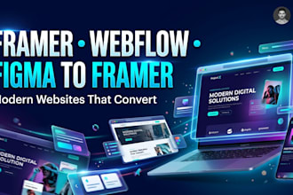 design framer and webflow websites, framer landing page, convert figma to framer