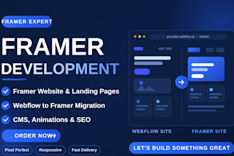 develop framer website, framer landing page, webflow to framer migration