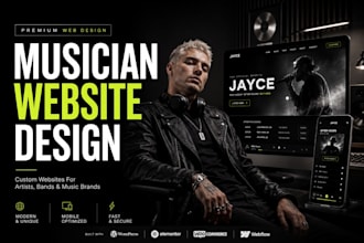 do music artist website, dj band website, musicians website, record label design