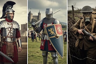 draw history soldiers, warriors, military uniform