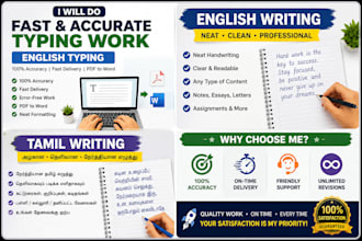 do english typing, tamil handwriting and english handwriting professionally