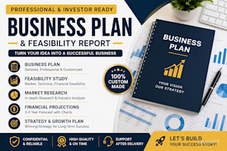 creat a professional business plan, feasibility study and financial projections
