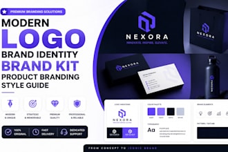 create modern logo, brand product, business identity, brandkit, style guide