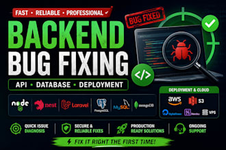 debug and fix backend, API, database, and deployment issues