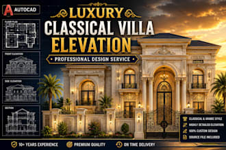 design luxury classical villa elevation and facade