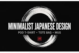 create minimalist japanese t shirt tote bag design for pod