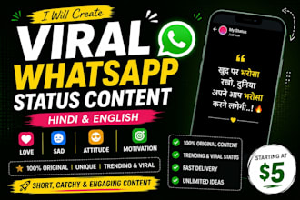 create viral whatsapp status content in hindi and english