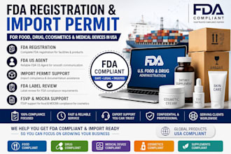 fda registration, 510k submission, fsvp fda import permit and US agent service