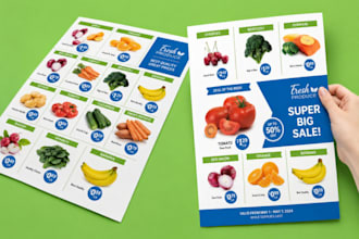 design creative flayer, brochure for supper market or grocery store
