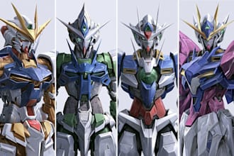 draw gundam, transformer, robot, armor, mecha