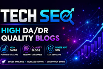 build tech seo via tech guest post on high da tech sites to rank blogs
