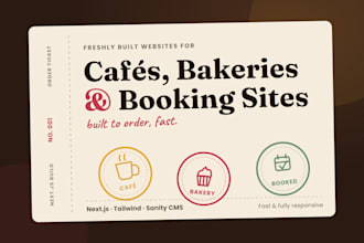create cafe, bakery, booking website