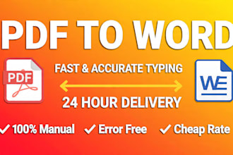type PDF to word with 99 percent accuracy and 24h delivery