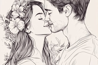 couple portrait wedding portrait illustration