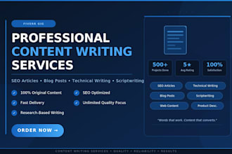 write technical content, audio scripts, and SEO articles