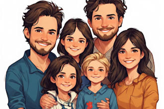 draw a realistic family or group portrait from a photo